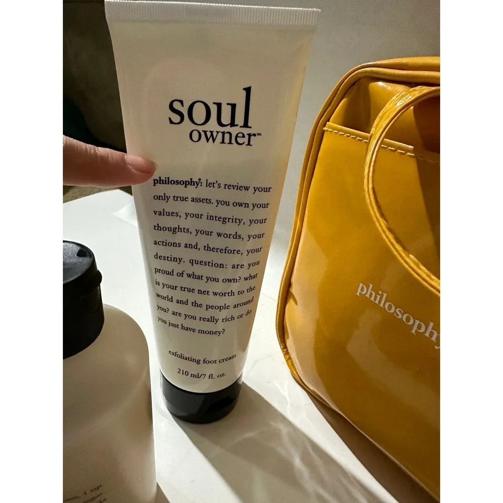 philosophy fresh 5pc Set cream body spritz shampoo total mateness soul owner bag